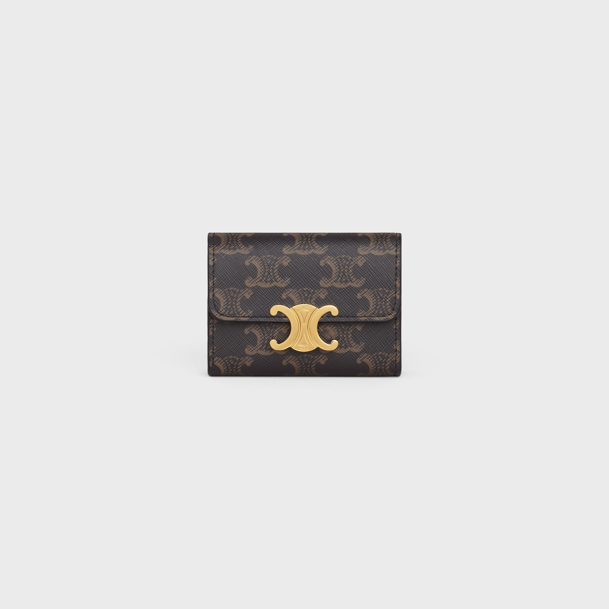 COMPACT WALLET WITH COIN TRIOMPHE IN TRIOMPHE CANVAS TAN - Image 1